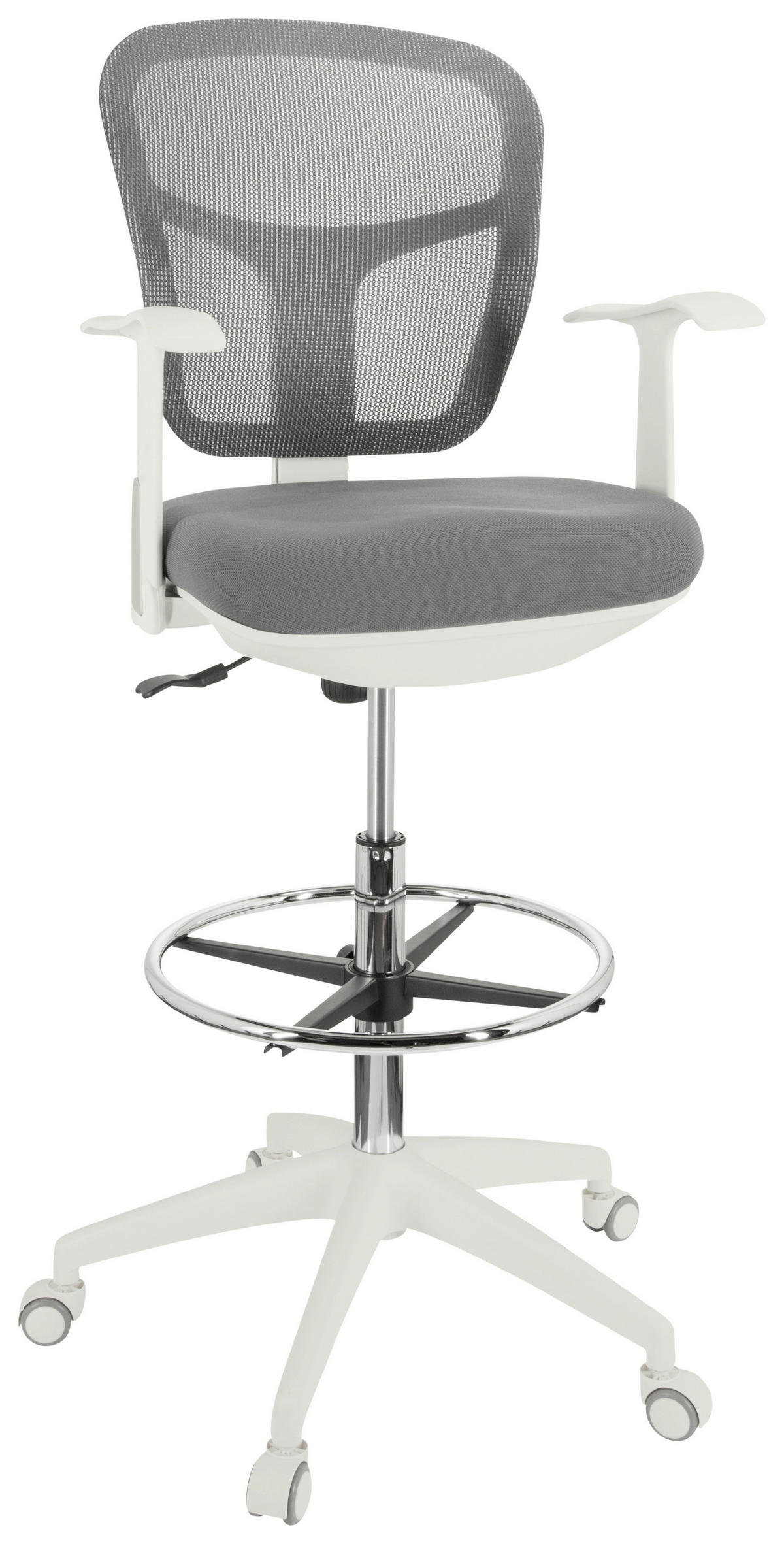 OTOČNÁ ŽIDLE, síťovina, plochá tkanina, šedá, bílá - šedá/bílá, Basics, textil/plast (68/115/55cm) - MID.YOU