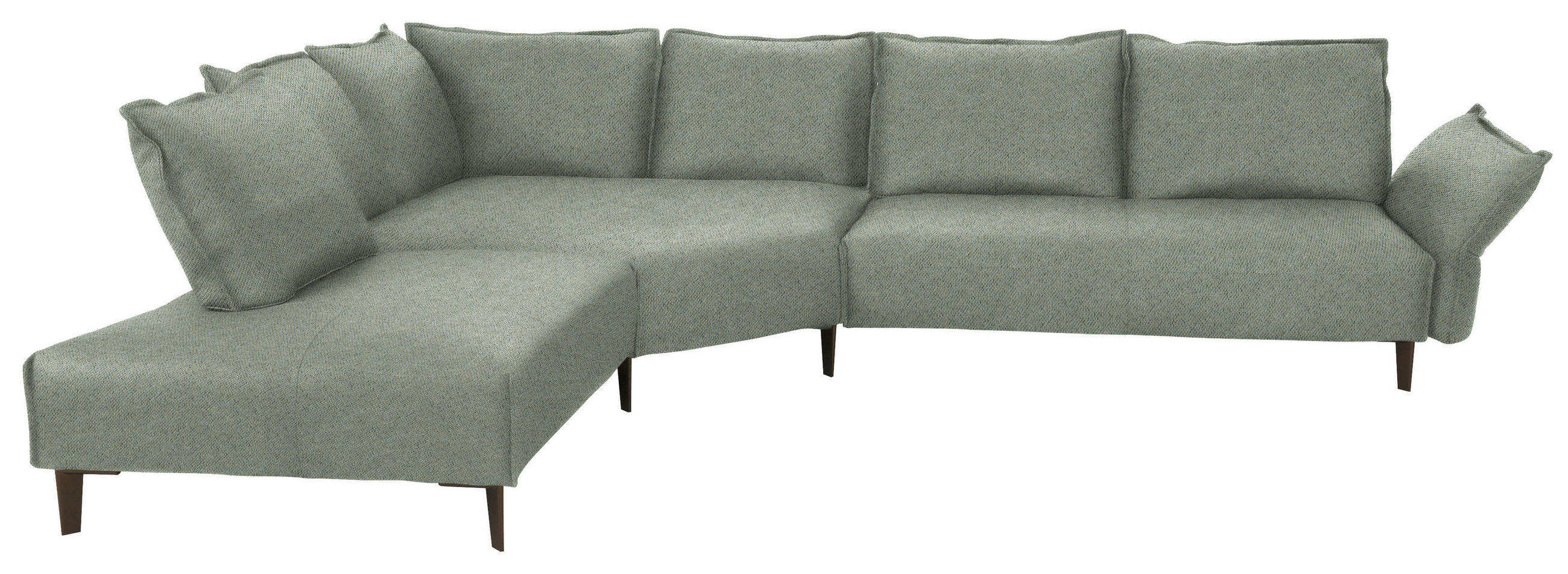 ECKSOFA in Webstoff Salbeigrün  - Salbeigrün/Schwarz, Modern, Textil/Metall (272/340cm) - W.Schillig