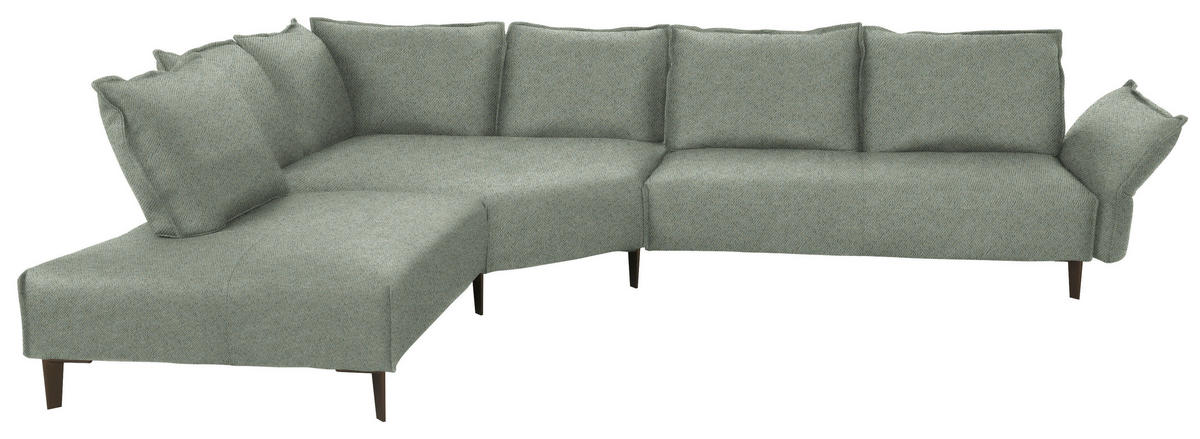 ECKSOFA  in Webstoff Salbeigrün  272/340 cm  - Salbeigrün/Schwarz, MODERN, Textil/Metall (272/340cm) - W.Schillig