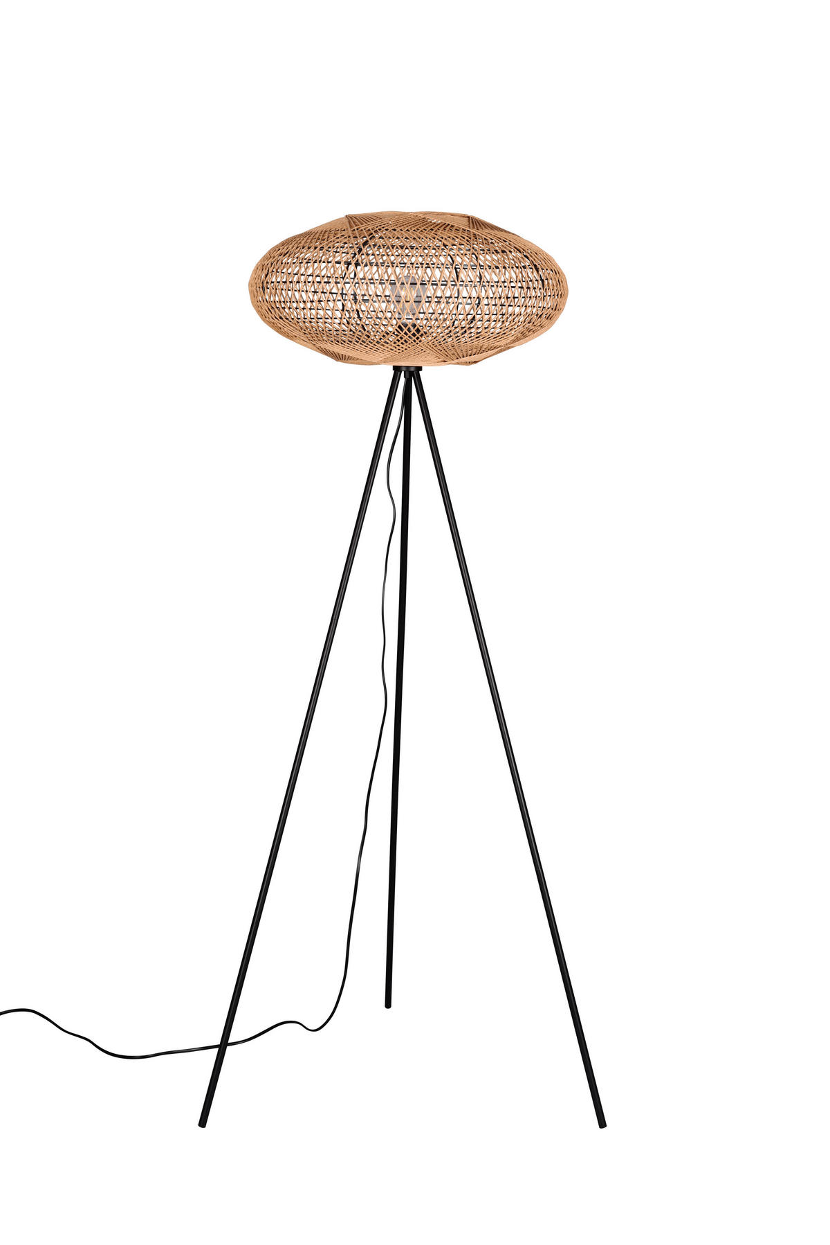 STEHLEUCHTE - Schwarz/Braun, Natur, Holz/Metall (52/150cm) - Trio Leuchten