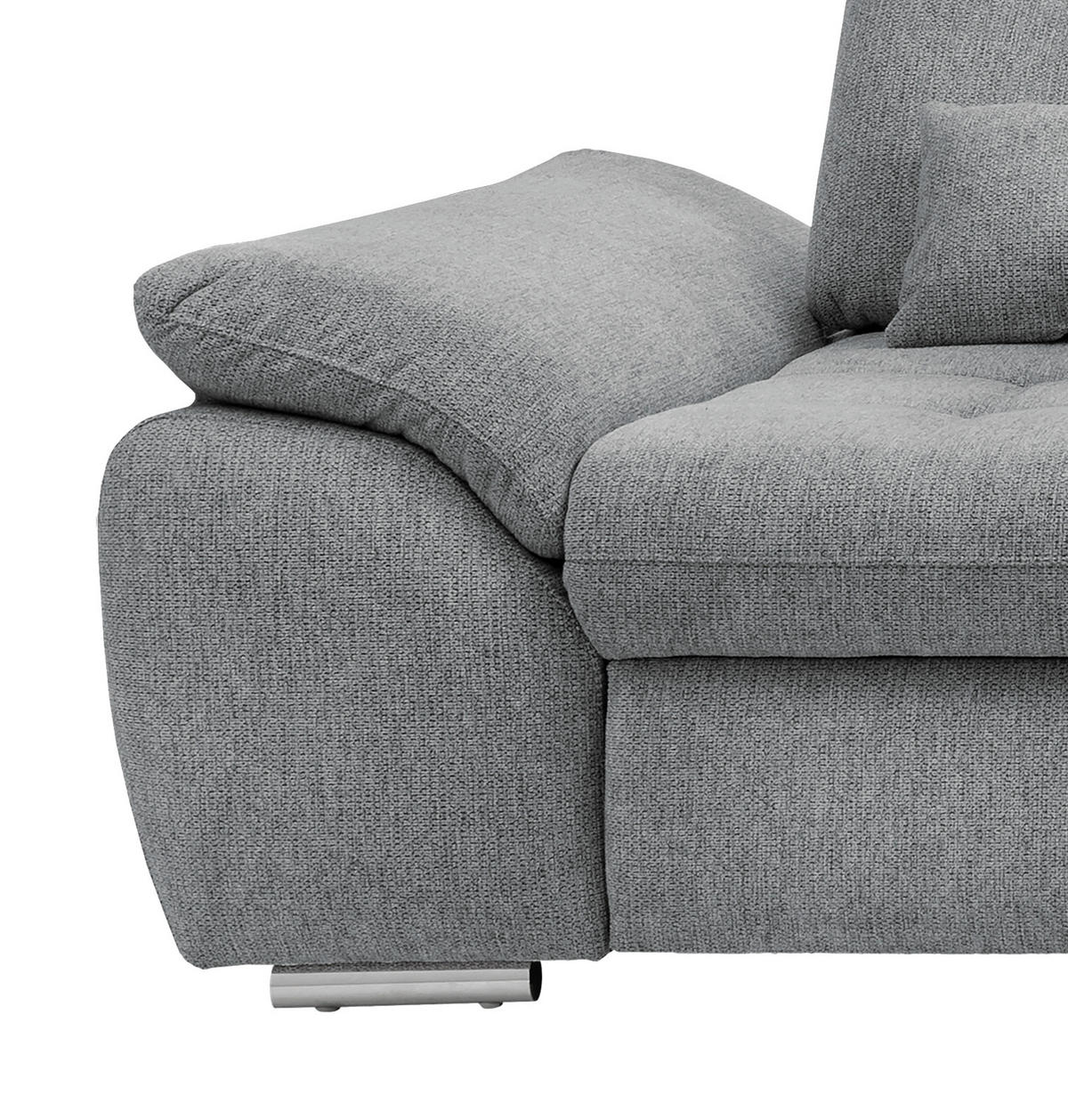 ECKSOFA in Chenille Silberfarben  - Chromfarben/Anthrazit, Modern, Textil/Metall (314/184cm) - Livetastic