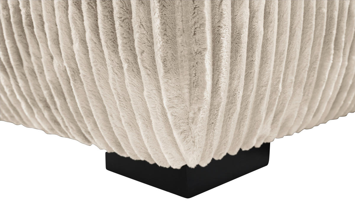 ECKSOFA in Cord Creme  - Creme/Schwarz, Modern, Holz/Textil (322/208cm) - MID.YOU