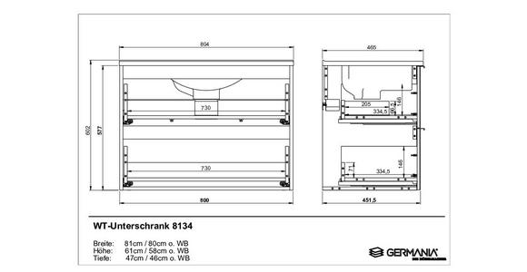 WASCHBECKENUNTERSCHRANK 81/61/47 cm  - Chromfarben/Silberfarben, MODERN, Glas/Holzwerkstoff (81/61/47cm) - Xora