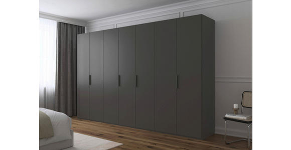 DREHTÜRENSCHRANK 350/235/61 cm,  in Graphitfarben, 7-türig  - Graphitfarben, Basics, Holzwerkstoff/Metall (350/235/61cm) - Novel