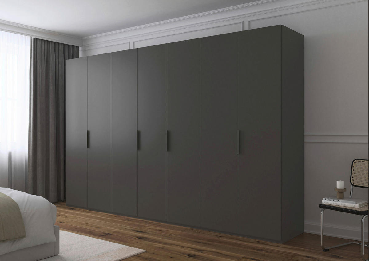 DREHTÜRENSCHRANK 350/235/61 cm,  in Graphitfarben, 7-türig  - Graphitfarben, Basics, Holzwerkstoff/Metall (350/235/61cm) - Novel
