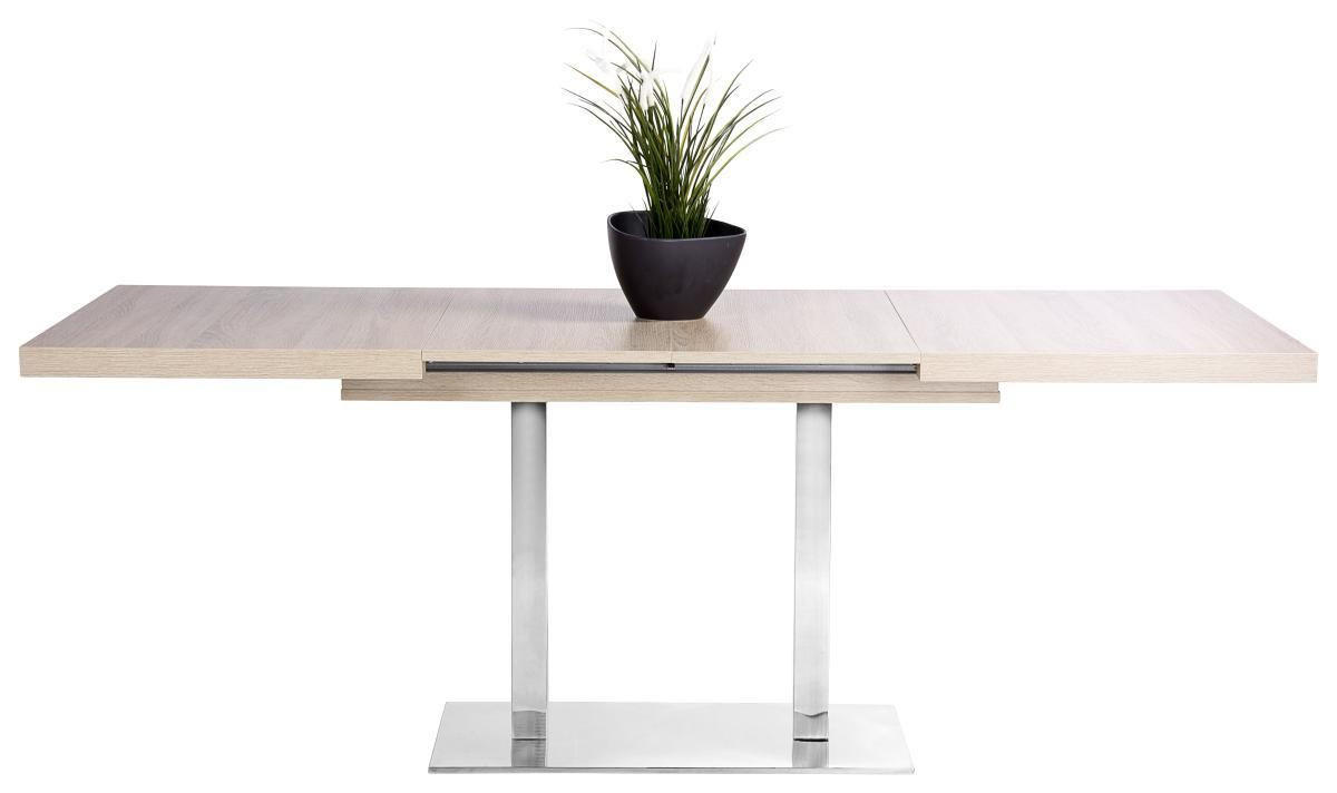 ESSTISCH Sonoma Eiche rechteckig ausziehbar - Edelstahlfarben/Sonoma Eiche, Design, Holzwerkstoff/Metall (120-200/80/75cm) - Livetastic