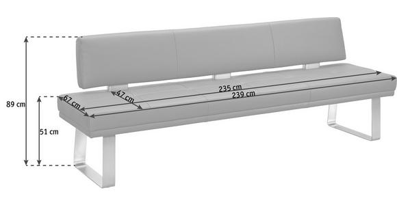 SITZBANK in Grau, Edelstahlfarben - Edelstahlfarben/Grau, Design, Leder/Metall (239cm) - Dieter Knoll