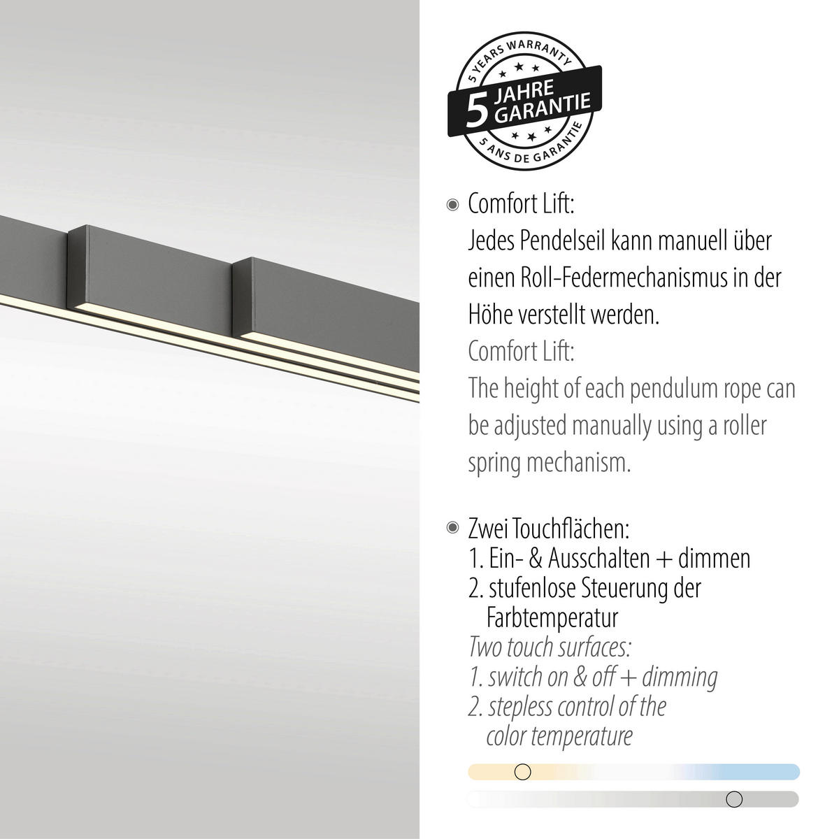 LED-HÄNGELEUCHTE 179/55/150 cm  - Anthrazit, Design, Kunststoff/Metall (179/55/150cm)
