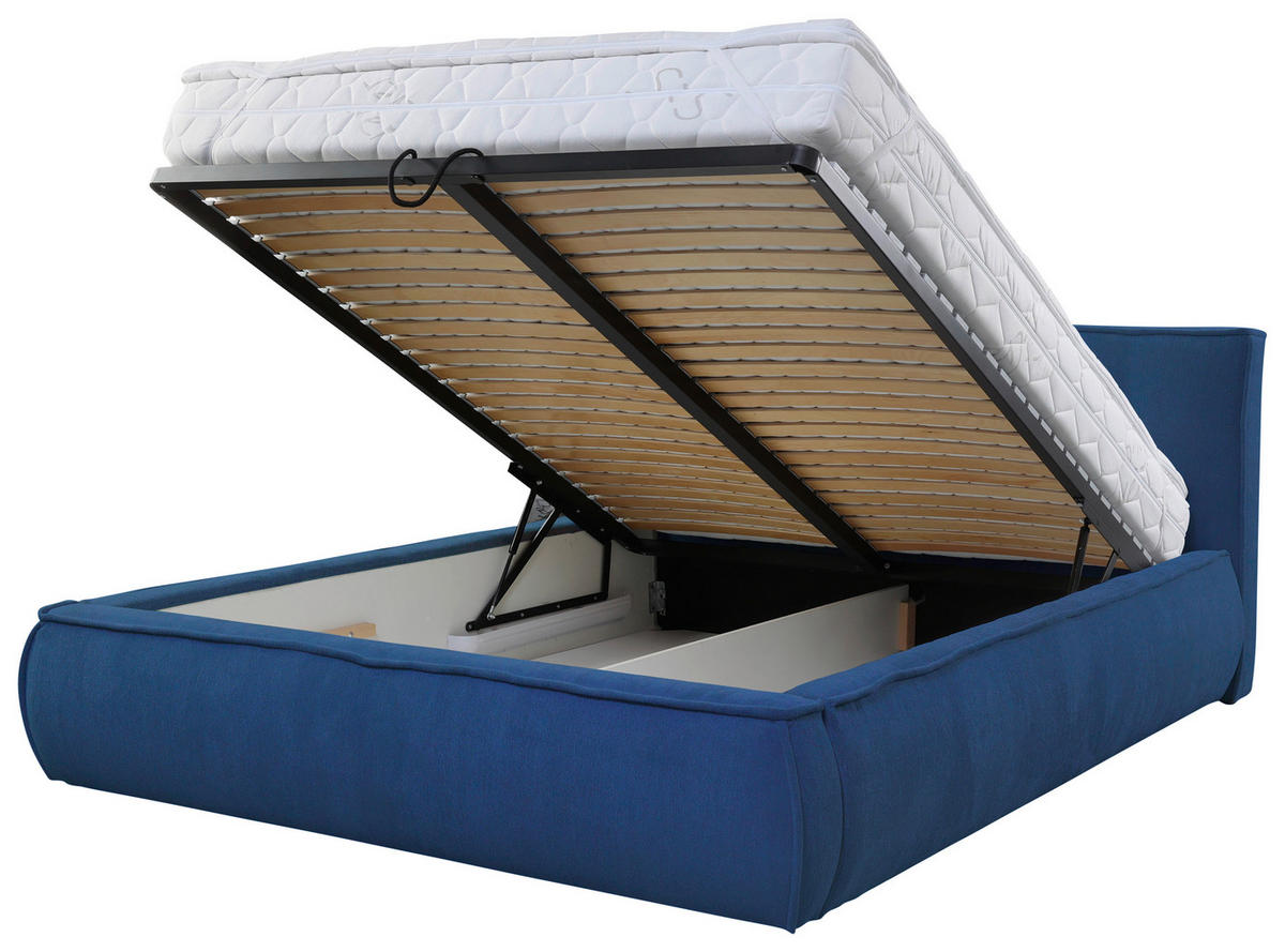 POLSTERBETT Lattenrost 180/200 cm  in Blau  - Blau/Beige, LIFESTYLE, Holz/Textil (180/200cm) - Livetastic