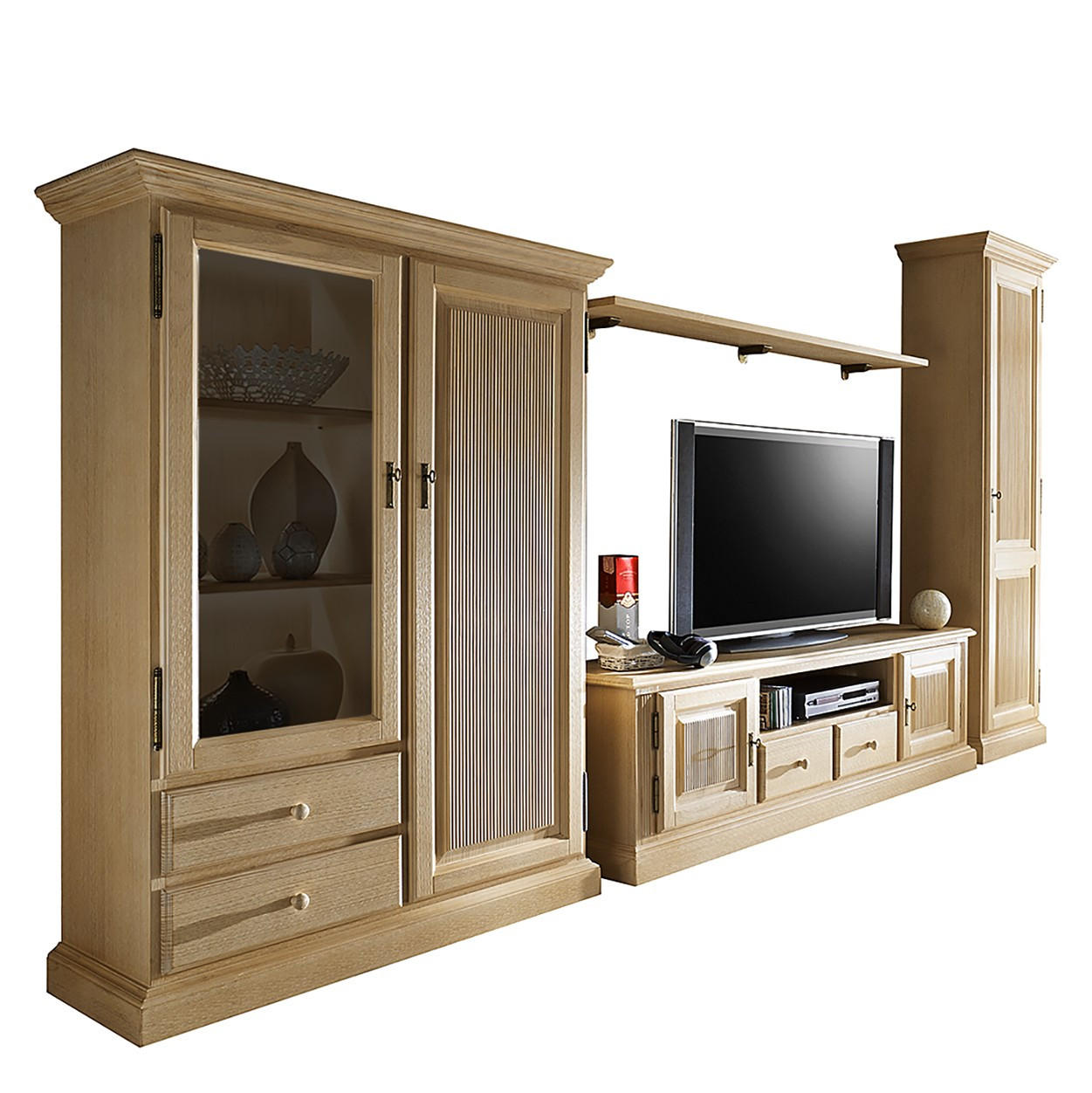 WOHNWAND 4-teilig  in Beige  396/217/47 cm  - Beige, Design, Holz (396/217/47cm) - Livetastic