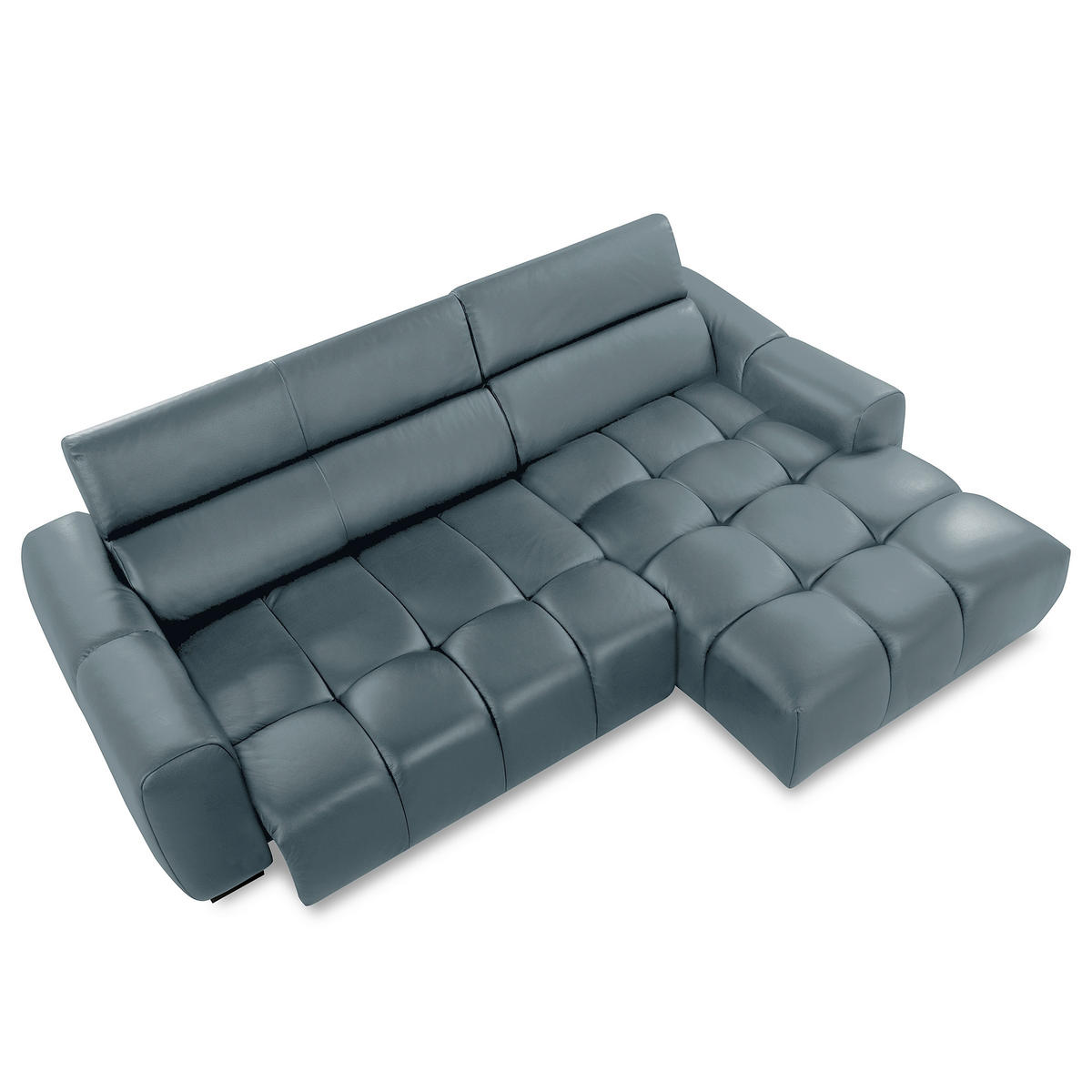 ECKSOFA  Echtleder Dunkelblau  - Schwarz/Dunkelblau, Design, Leder/Kunststoff (274/177cm) - Livetastic