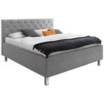 POLSTERBETT 160/200 cm,  in Hellgrau, Matratze, gepolstertes Kopfteil, Lattenrost, Bettkasten, H2 + H3 = mittel + fest  - Hellgrau, Design, Holzwerkstoff/Textil (160/200cm) - Xora