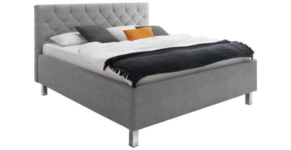 POLSTERBETT 160/200 cm,  in Hellgrau, gepolstertes Kopfteil, Lattenrost, Bettkasten,  - Hellgrau, Design, Holzwerkstoff/Textil (160/200cm) - Xora