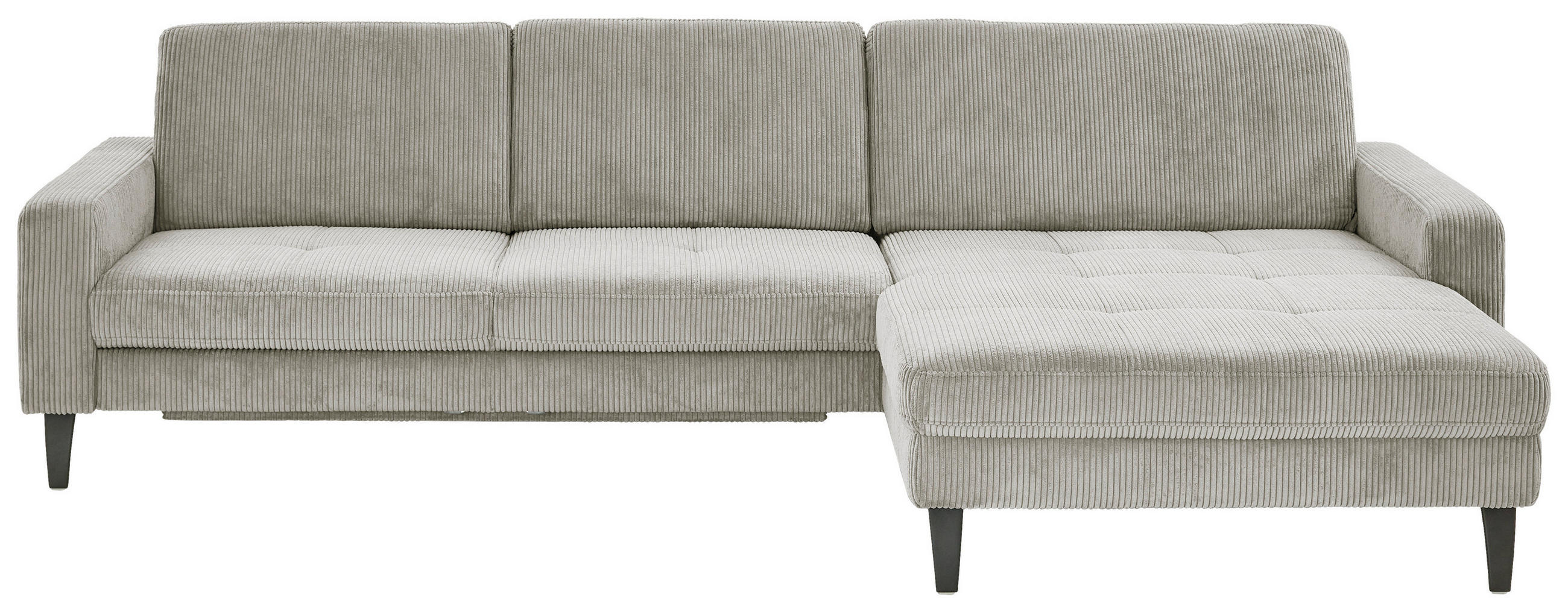 ECKSOFA in Cord Greige  - Greige/Schwarz, Modern, Textil/Metall (302/177cm) - Beldomo Style