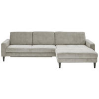 ECKSOFA in Cord Greige  - Greige/Schwarz, Modern, Textil/Metall (302/177cm) - Beldomo Style