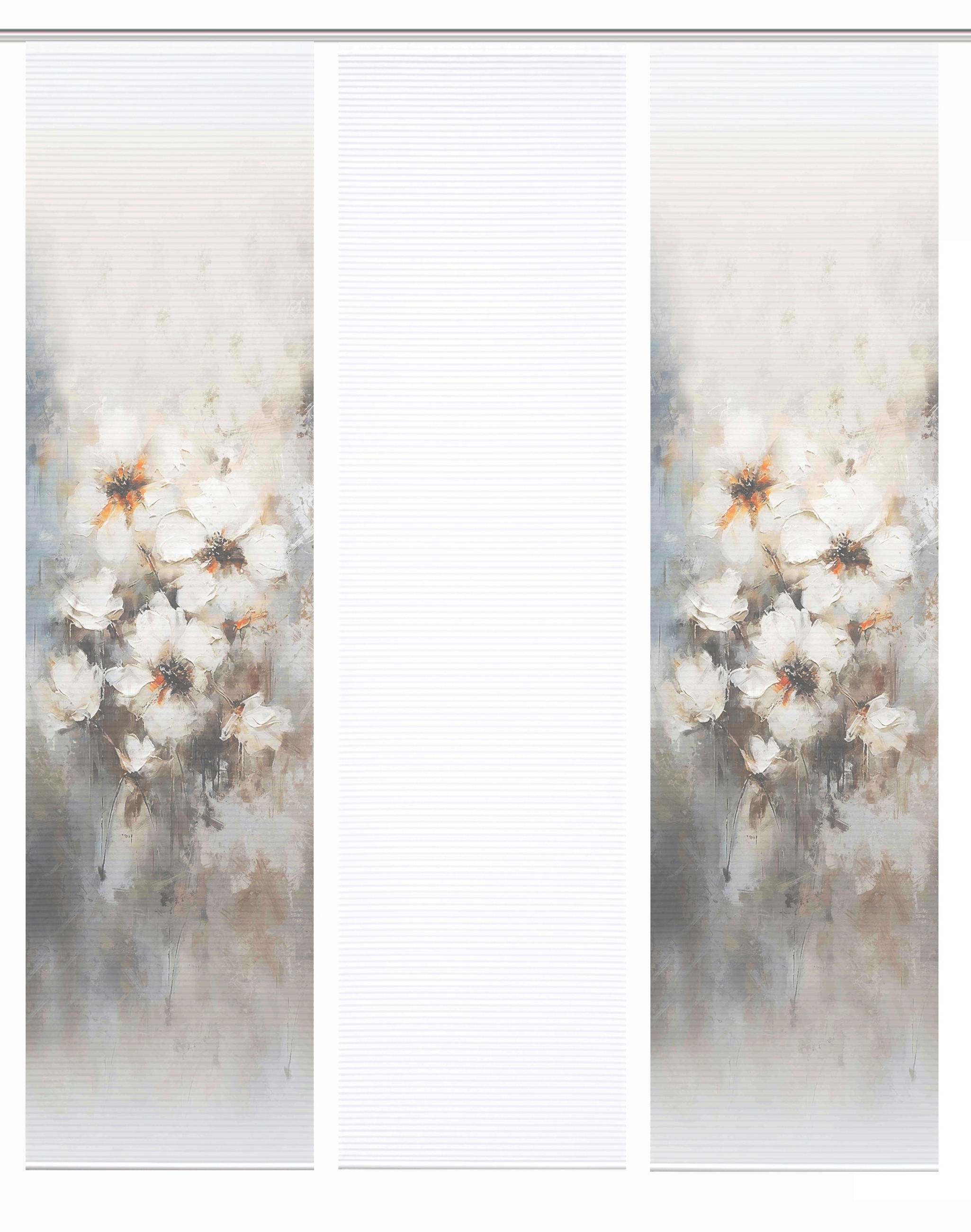 XXXLutz Flächenvorhang Aristea Natur, Weiß, Hellgrau 60x245 cm