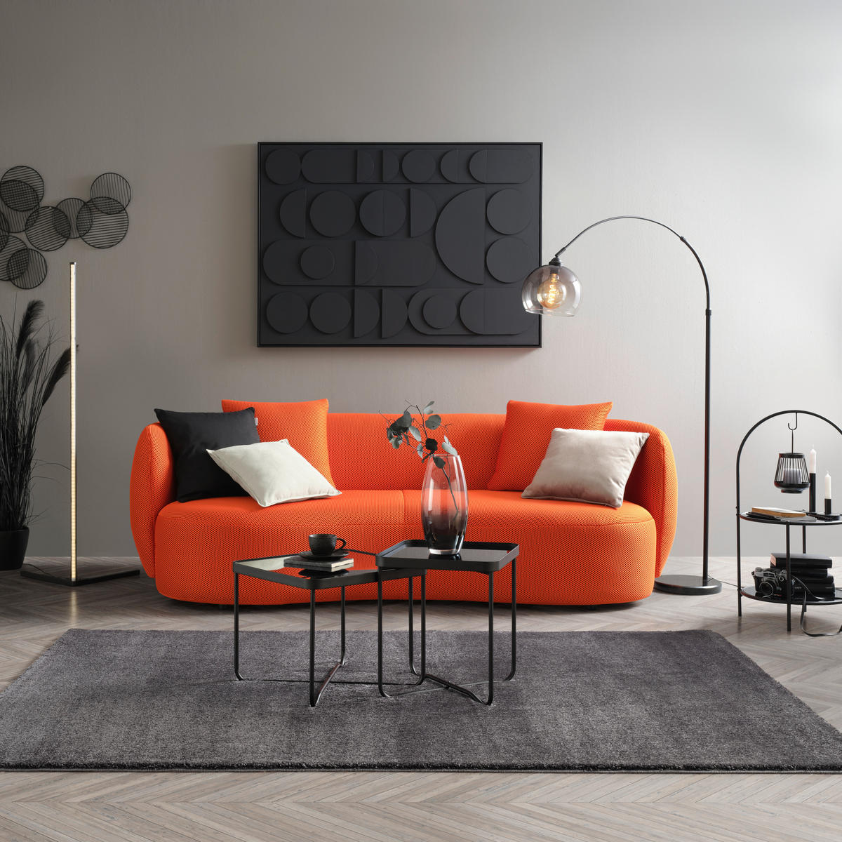 BIG SOFFA i orange  - orange/svart, Modern, textil/plast (235/72/110cm) - MID.YOU