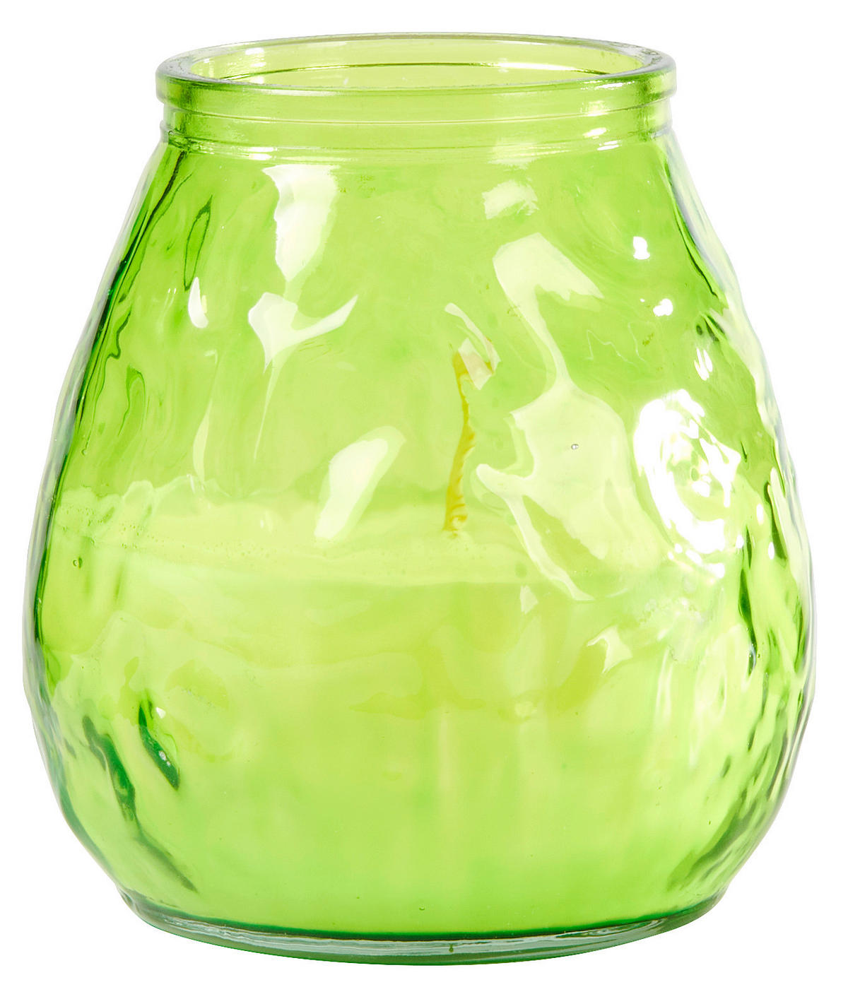 KERZE IM GLAS - Weiss/Gelb, Trend, Glas/Naturmaterialien (9,5/9,5/10cm)