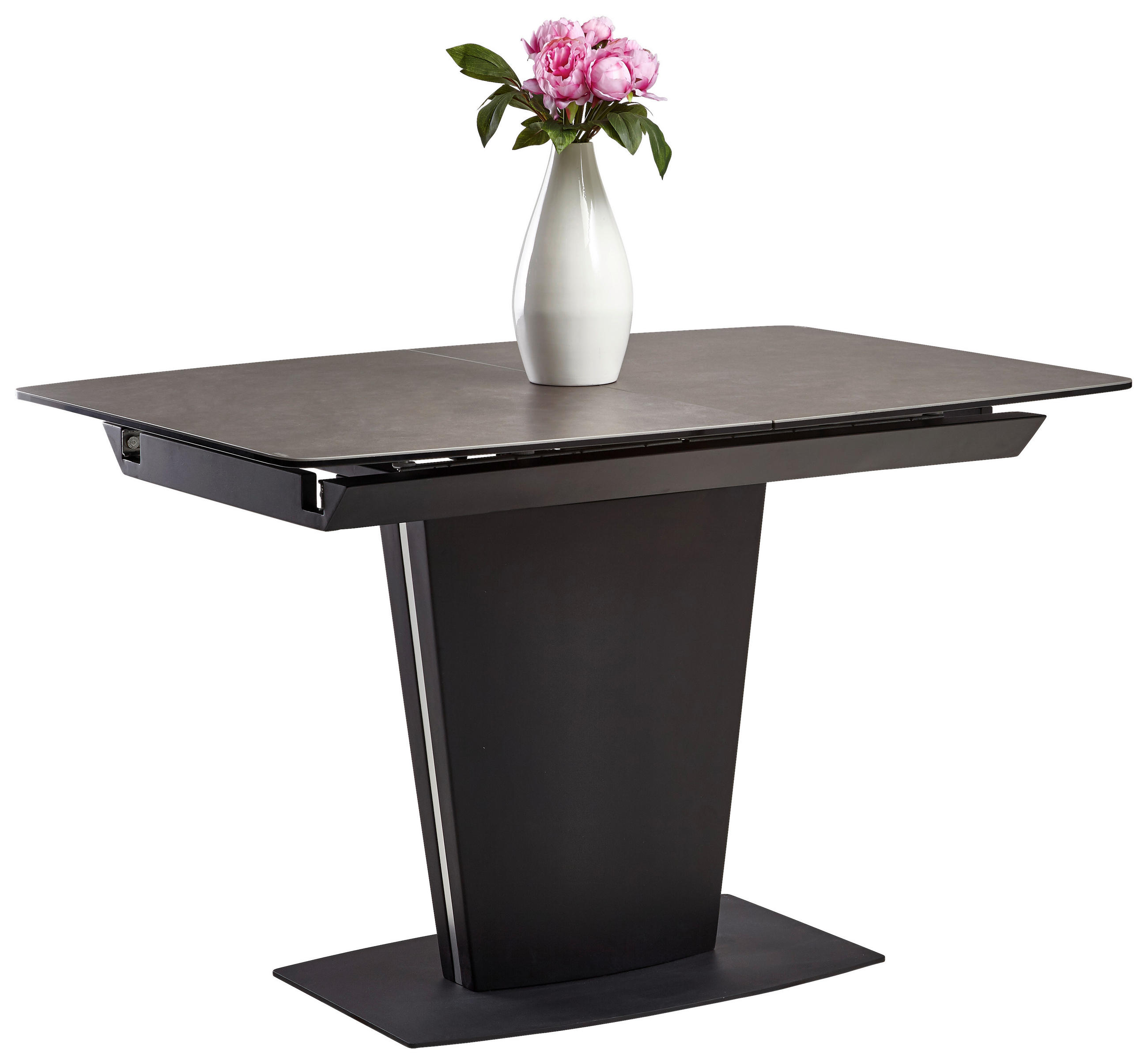 ESSTISCH in Metall, Glas, Keramik, Holzwerkstoff 120-160/85/76 cm  - Schwarz/Grau, MODERN, Glas/Keramik (120-160/85/76cm) - Novel