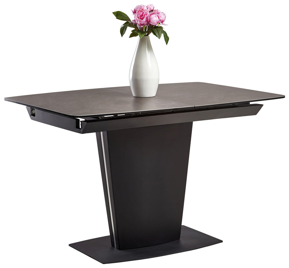 ESSTISCH in Metall, Glas, Keramik, Holzwerkstoff 120-160/85/76 cm  - Schwarz/Grau, MODERN, Glas/Keramik (120-160/85/76cm) - Novel