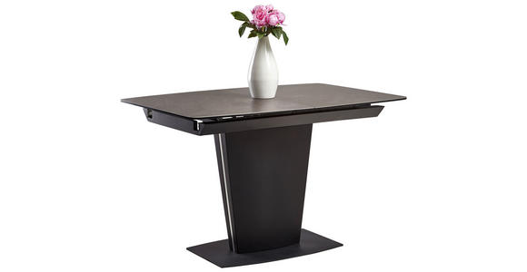 ESSTISCH in Metall, Glas, Keramik, Holzwerkstoff 120-160/85/76 cm  - Schwarz/Grau, MODERN, Glas/Keramik (120-160/85/76cm) - Novel