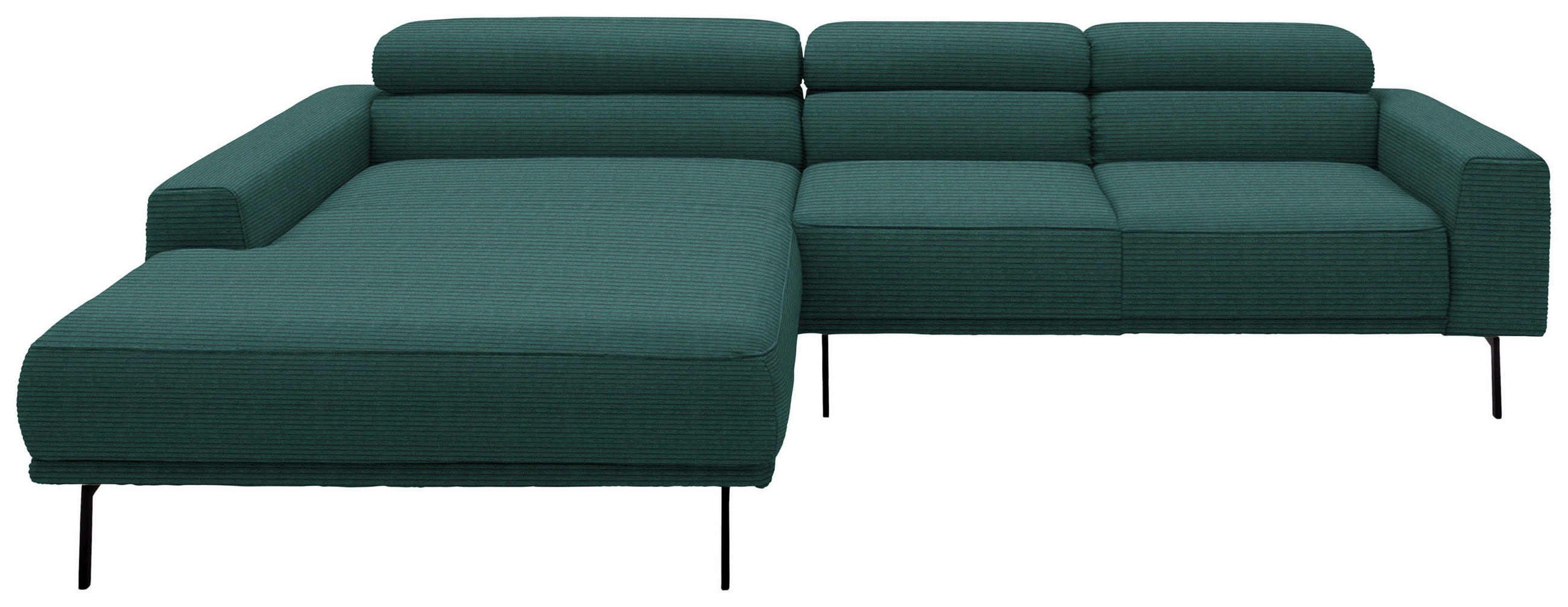 ECKSOFA Cord Waldgrün  - Waldgrün/Schwarz, Design, Textil/Metall (215-217/293cm) - Schöner Wohnen
