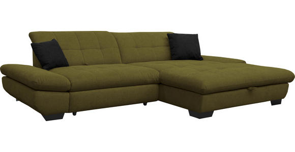 ECKSOFA in Mikrofaser Grün 290/198 cm - Schwarz/Grün, Design, Textil/Metall (290/198cm) - Xora