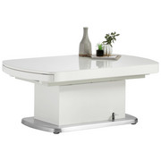 COUCHTISCH in Metall, Glas, Holzwerkstoff 120-180/75/50-78 cm - Silberfarben/Weiß, Design, Glas/Holzwerkstoff (120-180/75/50-78cm) - Venda