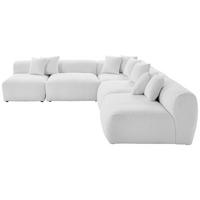 ECKSOFA in Flachgewebe, Teddystoff Weiss  - Weiss, Trend, Textil (300/315cm) - Livetastic