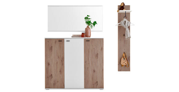 GARDEROBE 3-teilig in 172/198/37 cm - Eichefarben/Weiß, Design, Holzwerkstoff (172/198/37cm) - Voleo