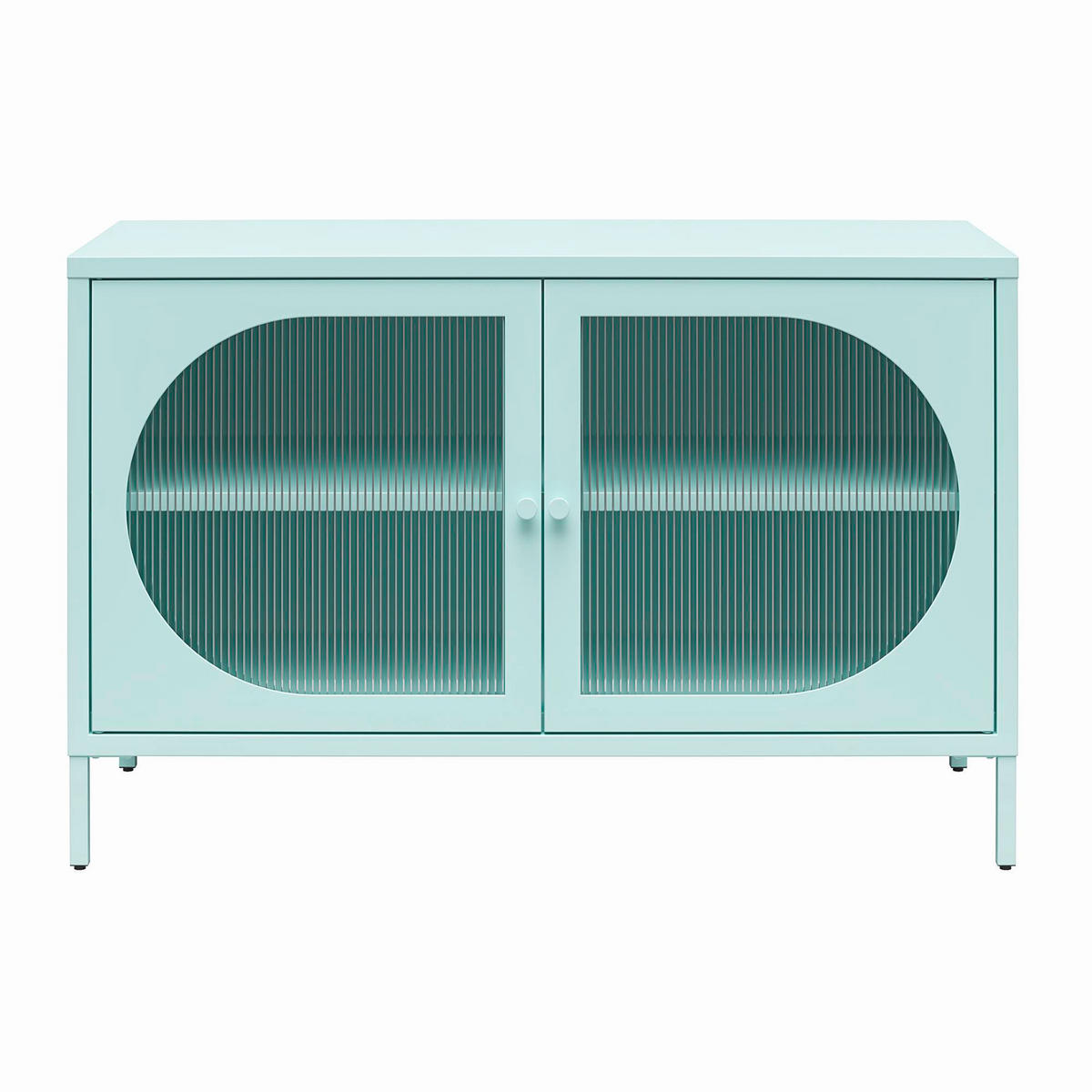 KOMMODE Luna   in 100/64/40 cm  - Blau, Design, Glas/Metall (100/64/40cm) - MID.YOU