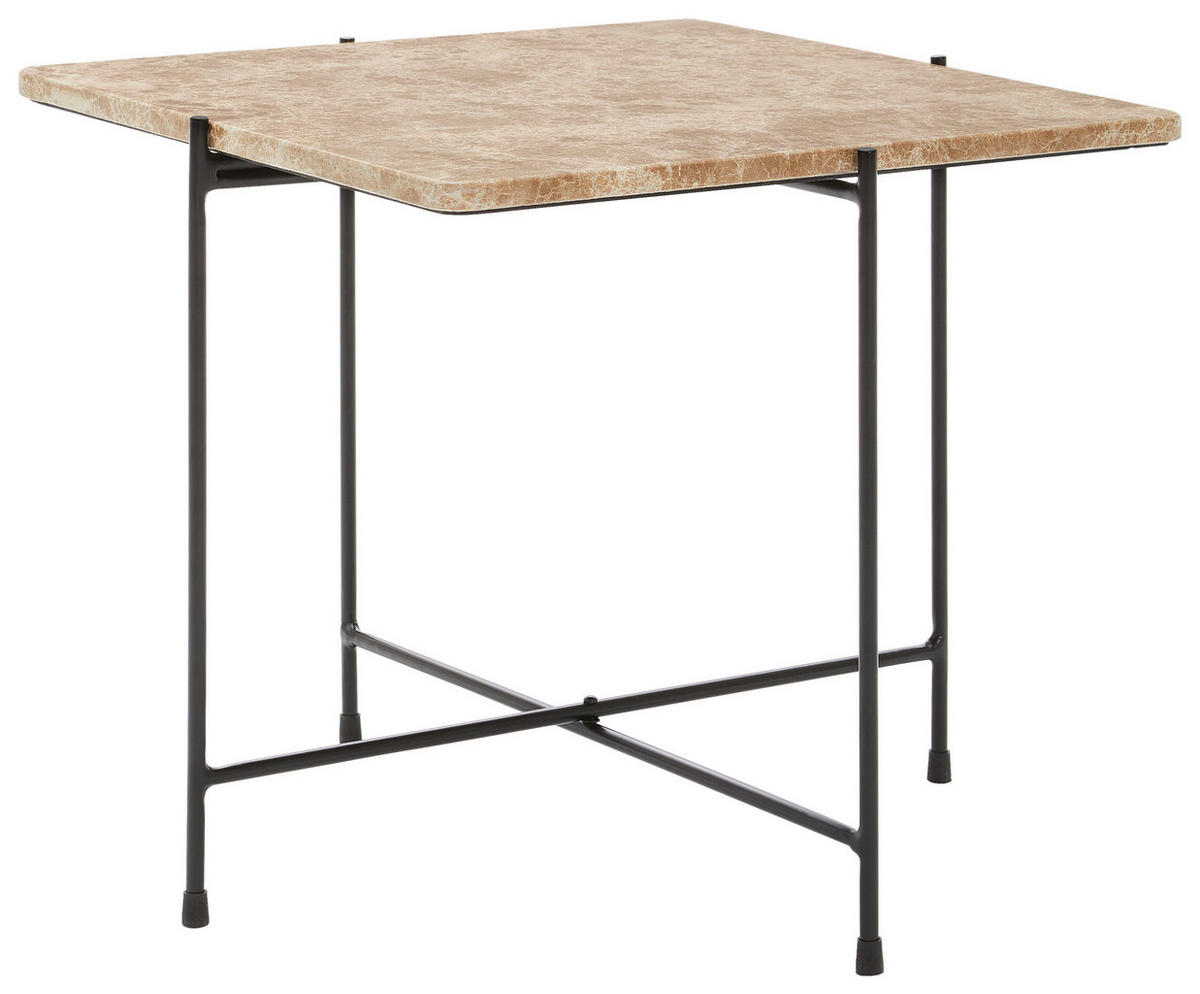 COUCHTISCH 50/50/45 cm quadratisch Schwarz, Braun  - Schwarz/Braun, Design, Stein/Metall (50/50/45cm) - Livetastic