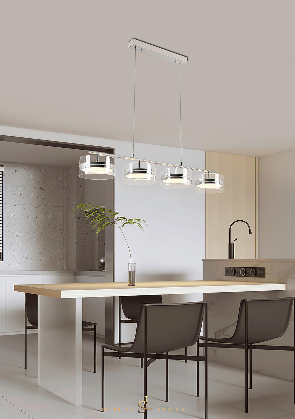 LED-HÄNGELEUCHTE Luca 93/18/120 cm   - Chromfarben, Design, Glas/Kunststoff (93/18/120cm) - Novel