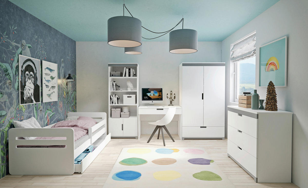 DETSKÝ REGÁL, sivá, biela, 70/180,5/44 cm - sivá/biela, Modern, kompozitné drevo (70/180,5/44cm)