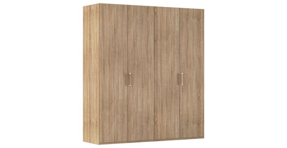 DREHTÜRENSCHRANK 201/223/60 cm 4-türig Sonoma Eiche - Silberfarben/Sonoma Eiche, Design, Holzwerkstoff/Kunststoff (201/223/60cm) - Novel