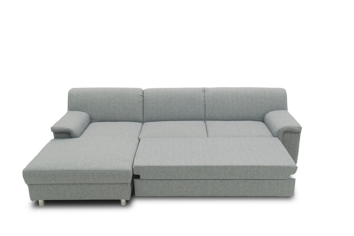 ECKSOFA in Webstoff Silberfarben  150/252 cm  - Chromfarben/Silberfarben, KONVENTIONELL, Textil/Metall (150/252cm) - MID.YOU