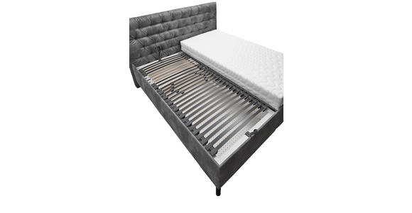 POLSTERBETT 180/200 cm,  in Grau, Bettkasten, Lattenroste, Matratzen, H2 + H3 = mittel + fest  - Schwarz/Weiß, Design, Holz/Textil (180/200cm) - Voleo
