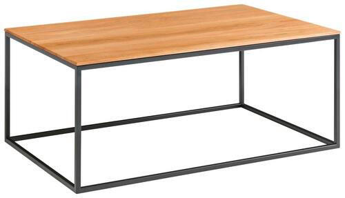 COUCHTISCH Eiche massiv 100/60/41,5 cm rechteckig Schwarz, Eichefarben  - Eichefarben/Schwarz, Design, Holz/Metall (100/60/41,5cm) - Johann Jakob