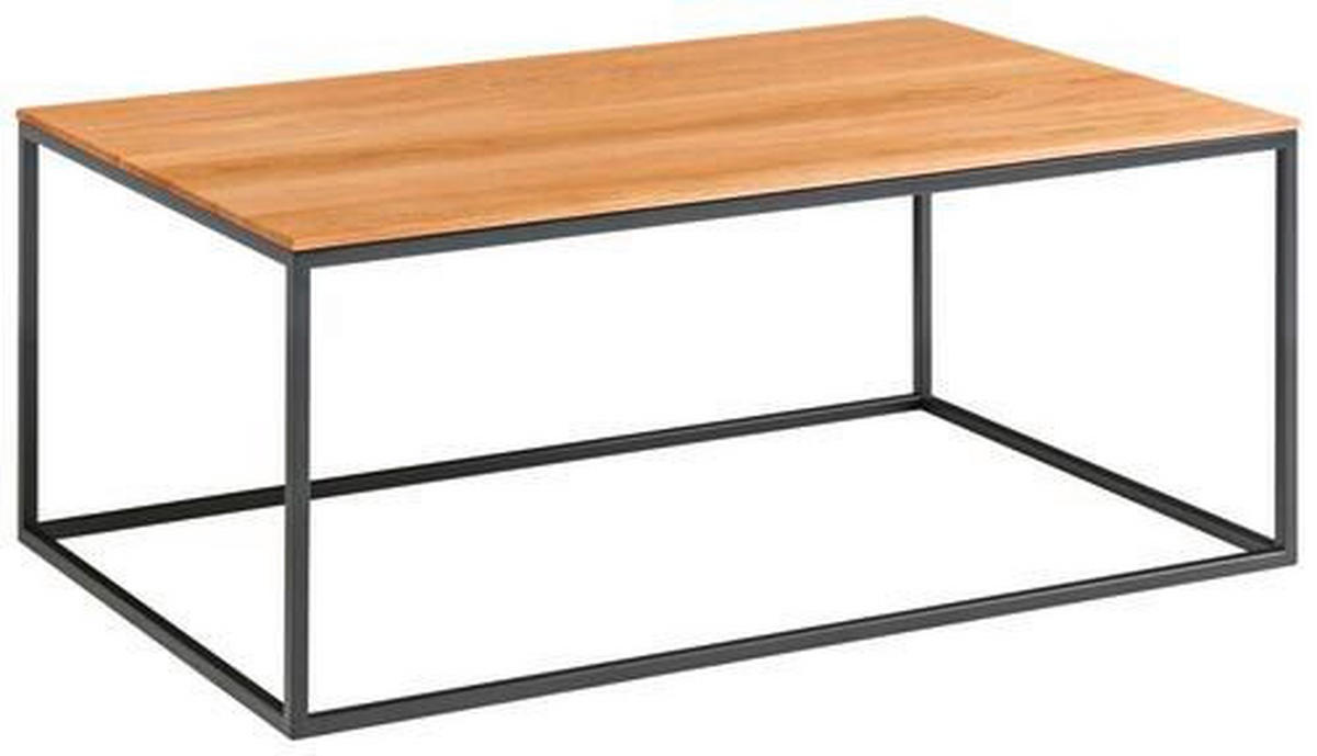 COUCHTISCH Eiche massiv 100/60/41,5 cm rechteckig Schwarz, Eichefarben  - Eichefarben/Schwarz, Design, Holz/Metall (100/60/41,5cm) - Johann Jakob