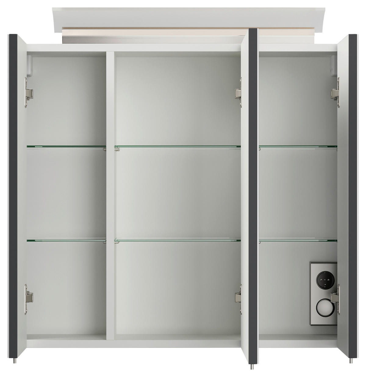 SPIEGELSCHRANK 70/62/17 cm  - Graphitfarben, MODERN, Glas/Holzwerkstoff (70/62/17cm) - MID.YOU