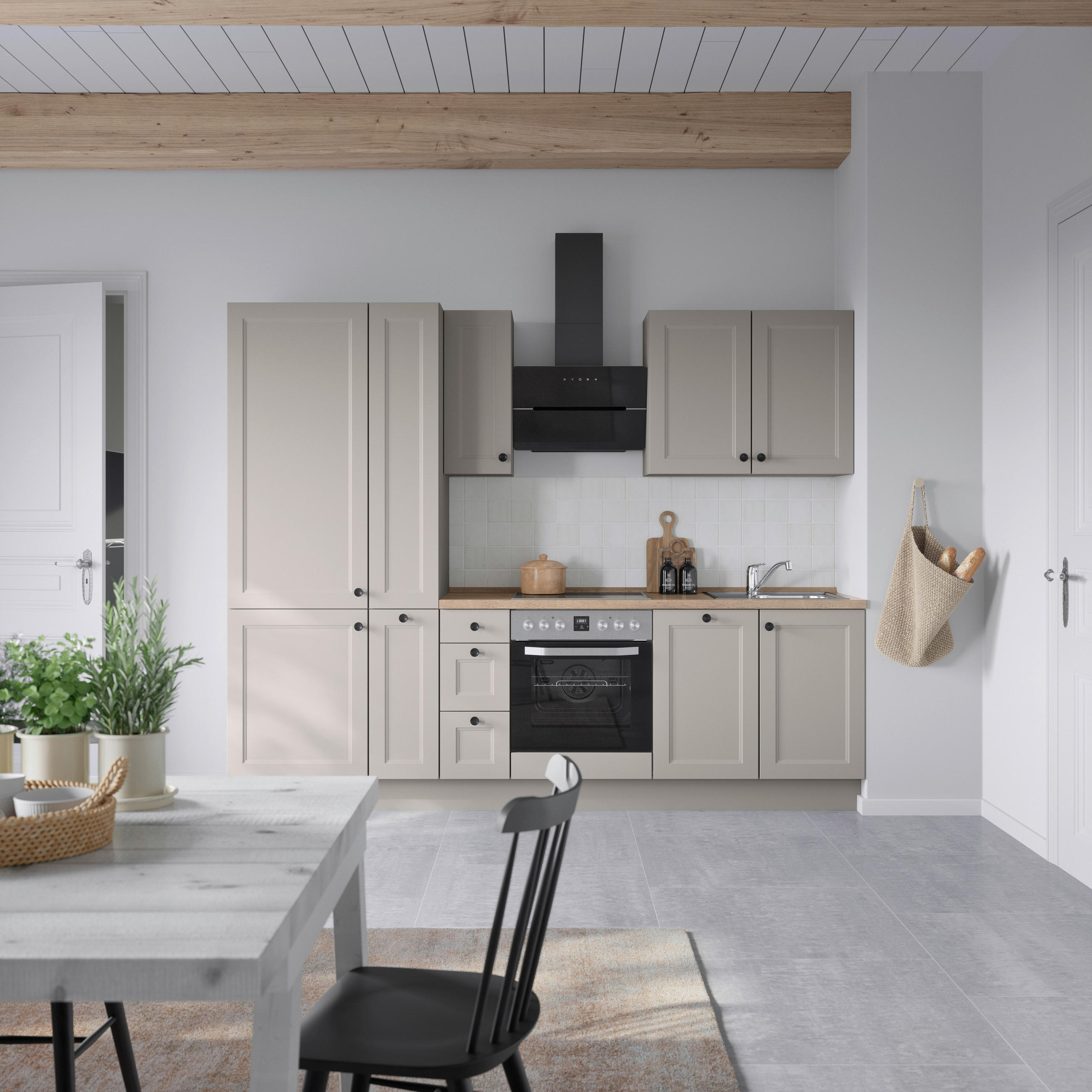 KÜCHENBLOCK 270 cm   in Grau, Eiche dunkel  - Eiche dunkel/Schwarz, MODERN, Holzwerkstoff/Metall (270cm) - Nobilia