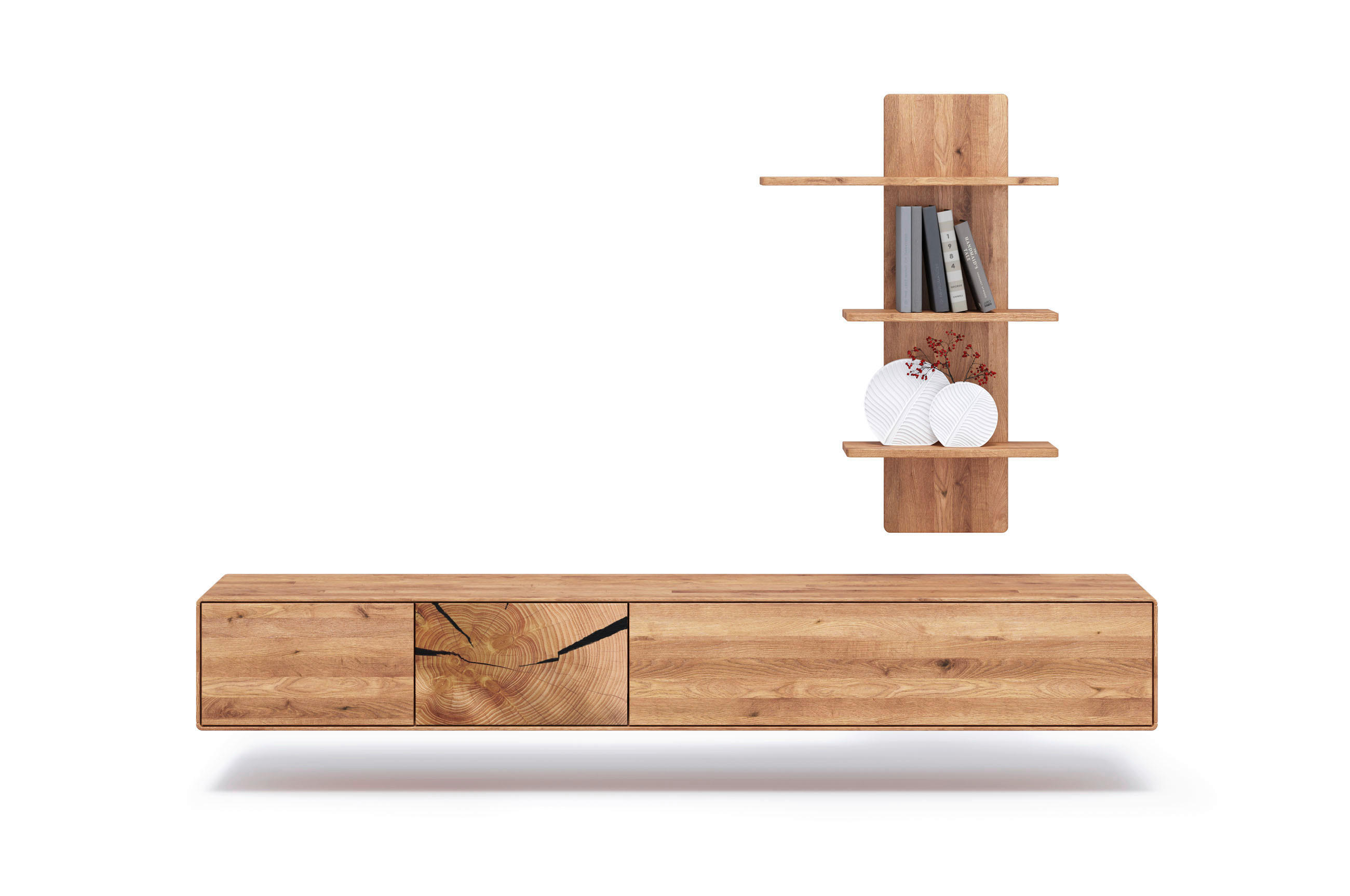 WOHNWAND 2-teilig  in Wildeiche  220/136,5/40 cm   - Wildeiche, Basics, Holz (220/136,5/40cm) - Livetastic
