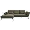 ECKSOFA in Flachgewebe Dunkelgrün  - Dunkelgrün/Schwarz, Design, Textil/Metall (191/301cm) - Moderano