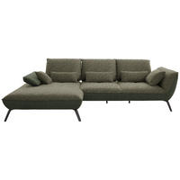 ECKSOFA in Flachgewebe Dunkelgrün  - Dunkelgrün/Schwarz, Design, Textil/Metall (191/301cm) - Moderano