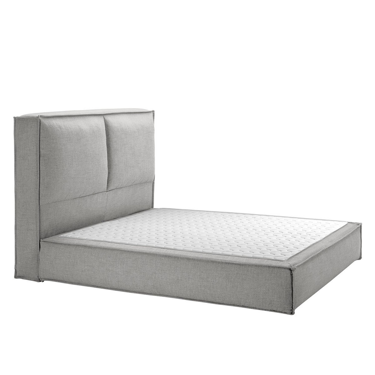 BOXSPRINGBETT 200/220 cm  in Hellgrau  - Hellgrau/Schwarz, Design, Kunststoff/Textil (200/220cm) - home24