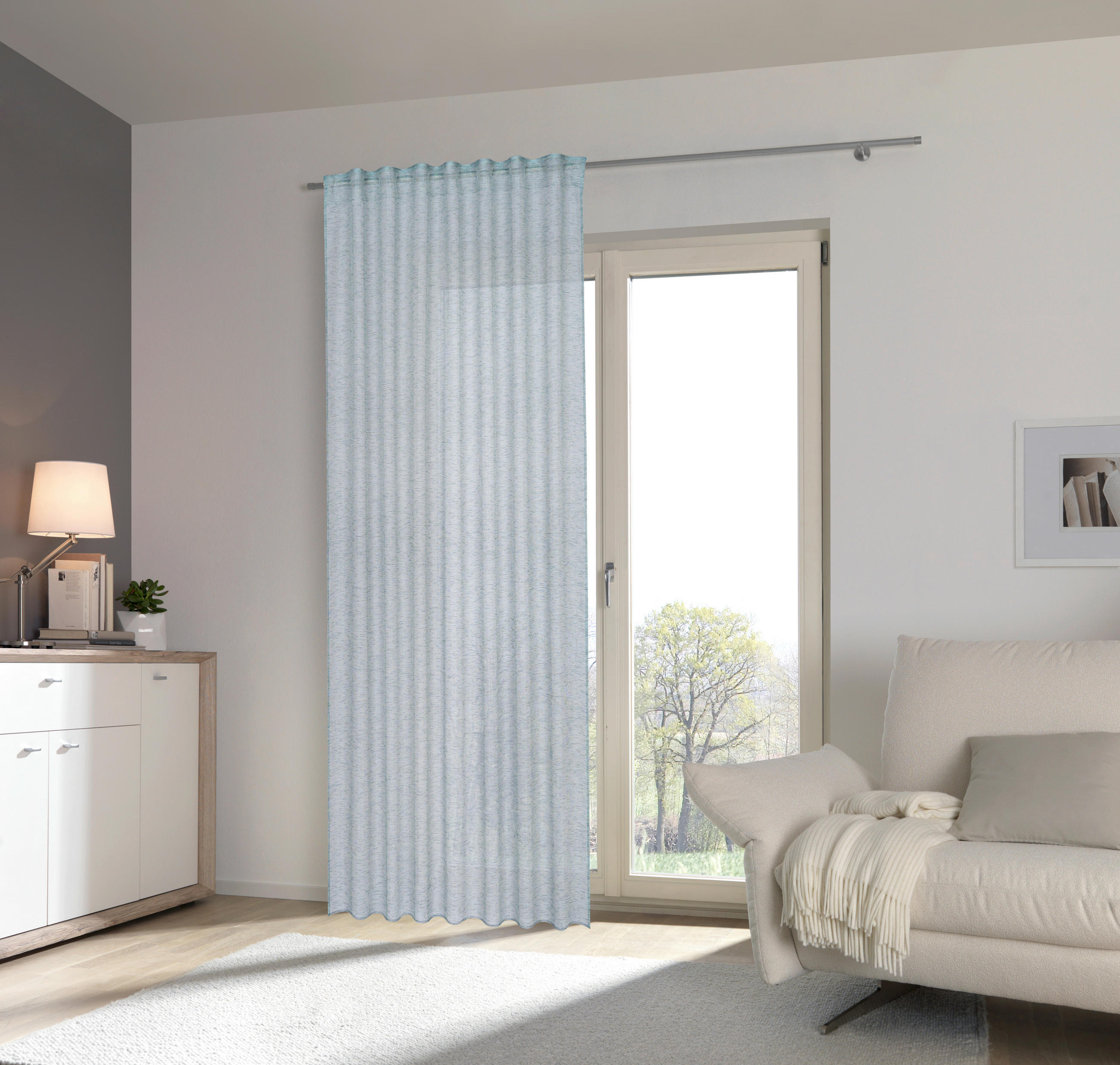 FERTIGVORHANG transparent  - Blau, Basics, Textil (140/245cm) - Esposa