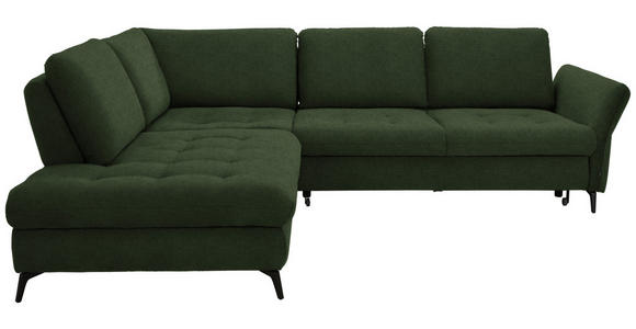 ECKSOFA in Flachgewebe Olivgrün  233/288 cm  - Schwarz/Olivgrün, Natur, Textil/Metall (233/288cm) - Valnatura
