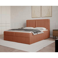 BOXBETT 140/200 cm,  in Terracotta, Bettkasten, Topper, H2 + H3 = mittel + fest  - Terracotta/Schwarz, MODERN, Holz/Kunststoff (140/200cm) - MID.YOU