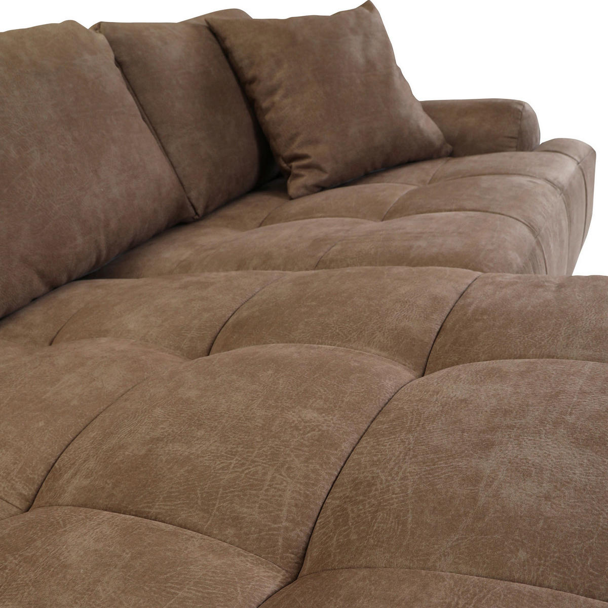 ECKSOFA Braun Lederlook  - Schwarz/Braun, KONVENTIONELL, Kunststoff/Textil (195/286cm) - Ambia Home