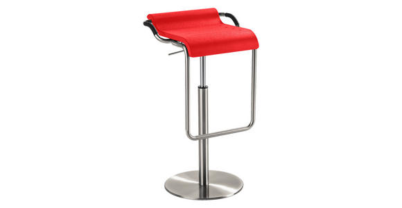 BARHOCKER in Rot, Chromfarben  - Chromfarben/Rot, Design, Kunststoff/Metall (47/70-97/42cm) - Novel